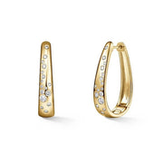 MEMOIRE 18K Yellow Gold Luna Scattered Diamond Gypsy Hoop Earrings